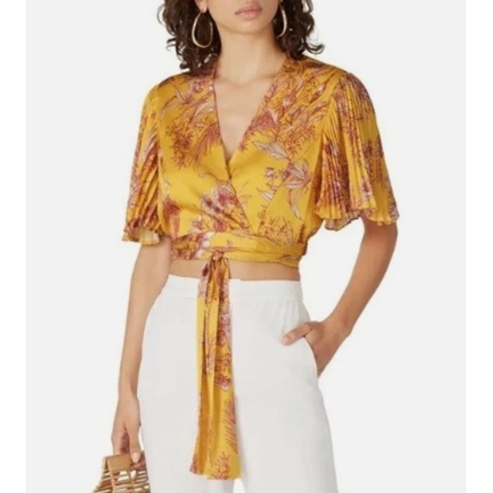 ALEXIS Intermix Riley Orange Floral Wrap Crop Top Blouse XL Boho Festival GUC